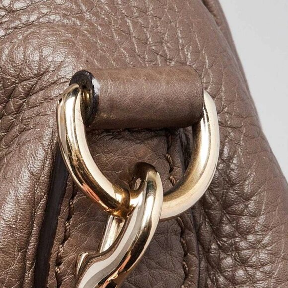 Gucci Grey Pebbled Leather Bamboo Shopper Boston Bag - Picture 12 of 12